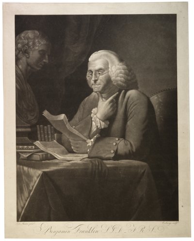 بنيامين فرانكلين LLD - FRS ، منقوش من قبل إدوارد سافاج (1761-1817) ، c.1800 (mezzotint) بواسطة ديفيد مارتن